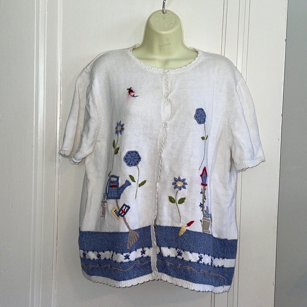 ‎Alfred Dunner garden theme short sleeved cardigan